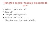 Manoteo escolar trabajo presentado por: Juliana Lozada Montaño Grado:8ª Colegio: nueva granada Fecha:12/08/2013 Maestro:Jorge Humberto Martínez.