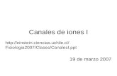 Canales de iones I 19 de marzo 2007  Fisiologia2007/Clases/CanalesI.ppt.