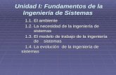 Unidad I: Fundamentos de la Ingeniería de Sistemas Unidad I: Fundamentos de la Ingeniería de Sistemas 1.1. El ambiente 1.2. La necesidad de la ingeniería.