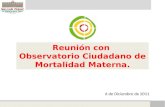 Agenda Desde lo Local Reunión con Observatorio Ciudadano de Mortalidad Materna. 6 de Diciembre de 2011.