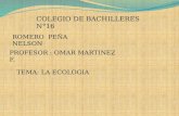 ROMERO PEÑA NELSON COLEGIO DE BACHILLERES N°16 PROFESOR : OMAR MARTINEZ F. TEMA: LA ECOLOGIA.