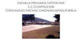 ESCUELA PRIMARIA MOTOLINIA C.C.T21DPR2210B COMUNIDAD MICHAC,CHIGNAHUAPAN,PUEBLA.