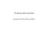 Transculturación poesía de Nicolás Guillén. Términos Mulato-hijo de un europeo, español, o criollo (blanco) y un negro (africano, esclavo, ex- esclavo)