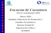 Encuesta de Coyuntura Tercer cuatrimestre 2002 Marzo 2003 Instituto Jalisciense de Promoción y Estudios Económicos Sistema Estatal de Información Jalisco.