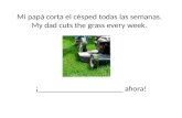 Mi papá corta el césped todas las semanas. My dad cuts the grass every week. ¡_____________________ ahora!