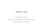 SPAN 1120 Miércoles 03-26 Instructor: Eduardo Gracia Jiménez Subjunctive summary.