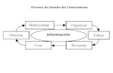 Proceso de Gestión del Conocimiento Seleccionar. Herramientas de Búsqueda Plataforma del Conocimiento Documentos Office y Pdf Bases de datos proyectos.