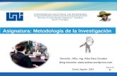 Asignatura: Metodología de la Investigación Blog Docente:  Docente : MSc. Ing. Alba Díaz Corrales Estelí, Agosto 2012 Siguiente.