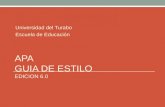 APA GUIA DE ESTILO EDICION 6.0 Universidad del Turabo Escuela de Educación.