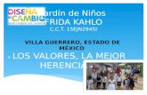 Jardín de Niños FRIDA KAHLO C.C.T. 15EJN2945I VILLA GUERRERO, ESTADO DE MÉXICO « LOS VALORES, LA MEJOR HERENCIA »