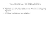 TALLER DE PLAN DE OPERACIONES Agencia que anuncia los buques :American Shipping Agencie ETAS de los buques anunciados: