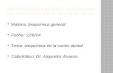 Materia: bioquímica general  Fecha: 12/8/14  Tema: bioquímica de la caries dental.  Catedrático: Dr. Alejandro Álvarez.