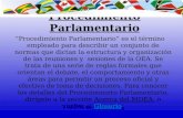 Procedimiento Parlamentario “Procedimiento Parlamentario” es el término empleado para describir un conjunto de normas que dictan la estructura y organización.
