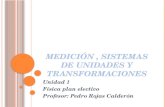M EDICIÓN, SISTEMAS DE UNIDADES Y TRANSFORMACIONES Unidad 1 Física plan electivo Profesor: Pedro Rojas Calderón.