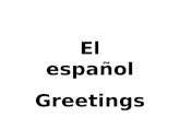 El español Greetings ¡Hola! Hello! ¡Hola! Buenos días Hello! Good morning (good day)