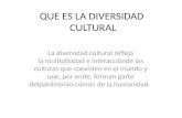QUE ES LA DIVERSIDAD CULTURAL La diversidad cultural refleja la multiplicidad e interacciónde las culturas que coexisten en el mundo y que, por ende,