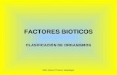 FACTORES BIOTICOS CLASIFICACIÓN DE ORGANISMOS MSc. Marco Portero Velasteguí.