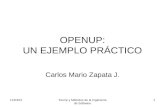 8/3/2015Teoría y Métodos de la Ingeniería de Software 1 OPENUP: UN EJEMPLO PRÁCTICO Carlos Mario Zapata J.