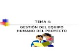 TEMA 4: GESTIÓN DEL EQUIPO HUMANO DEL PROYECTO. Ingeniería del Software Recursos Humanos del Proyecto El equipo humano del proyecto está compuesto por.