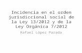 Incidencia en el orden jurisdiccional social de la Ley 13/2012 y de la Ley Orgánica 7/2012 Rafael López Parada.