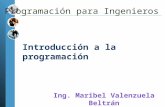 Introducción a la programación Ing. Maribel Valenzuela Beltrán Programación para Ingenieros I.