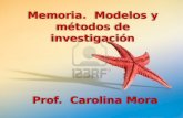 Memoria. Modelos y métodos de investigación Prof. Carolina Mora.