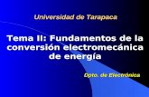 Tema II: Fundamentos de la conversión electromecánica de energía Universidad de Tarapaca Dpto. de Electrónica.