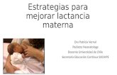 Estrategias para mejorar lactancia materna Dra Patricia Vernal Pediatra Neonatologa Docente Universidad de Chile Secretaria Educación Continua SOCHIPE.