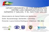 Observatorio de Salud Pública de Santander OPORTUNIDADES DE COLABORACIÓN ENTRE LOS OBSERVATORIOS DE GÉNERO Y SALUD, Y EL SECTOR SALUD Observatorio de Salud.