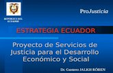 ESTRATEGIA ECUADOR Proyecto de Servicios de Justicia para el Desarrollo Económico y Social Dr. Gustavo JALKH RÖBEN REPÚBLICA DEL ECUADOR ProJusticia.