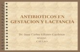 ANTIBIOTICOS EN GESTACION Y LACTANCIA Dr. Juan Carlos Villanes Cárdenas HNDAC CALLAO.
