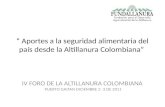 “ Aportes a la seguridad alimentaria del país desde la Altillanura Colombiana” IV FORO DE LA ALTILLANURA COLOMBIANA PUERTO GAITAN DICIEMBRE 2 -3 DE 2011.