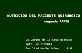 NUTRICION DEL PACIENTE QUIRURGICO segunda PARTE segunda PARTE Dr.Carlos de la Cruz Estrada Dpto. de CIRUGIA Facultad de Medicina..U A G.