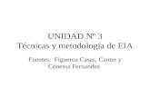 UNIDAD Nº 3 Técnicas y metodología de EIA Fuentes: Figueroa Casas, Canter y Conessa Fernandez.