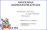 SISTEMAS ADMINISTRATIVOS Profesor Titular: Jorge Rubén Vázquez. DOCENTE A CARGO: NORBERTO CÉSAR CANIGGIA.
