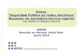 Anexo “Seguridad Pública en redes eléctricas” Resumen de normativa técnica vigente Ing. Gastón A. Nogues Lascano ADERE Reunión en Paraná- Entre Ríos Junio.