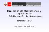 Dirección de Operaciones y Capacitación Subdirección de Donaciones Setiembre 2010 Henry Centeno Rojas Subdirección de Donaciones 1.