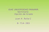 ISAE UNVERSIDAD PANAMÁ Seminario Opción de Grado Juan A Ávila C 8- 714- 283.