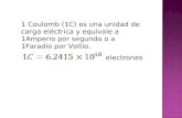 1 Coulomb (1C) es una unidad de carga eléctrica y equivale a 1Amperio por segundo o a 1Faradio por Voltio. electrones.