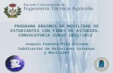 PROGRAMA ERASMUS DE MOVILIDAD DE ESTUDIANTES CON FINES DE ESTUDIOS.  CONVOCATORIA CURSO 2012/2013