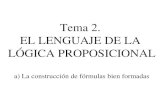Tema 2.  EL LENGUAJE DE LA  LÓGICA PROPOSICIONAL a) La construcción de fórmulas bien formadas