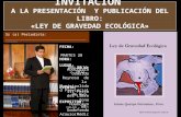 INVITACIÓN A LA PRESENTACIÓN  Y PUBLICACIÓN DEL LIBRO: «LEY DE GRAVEDAD ECOLÓGICA»
