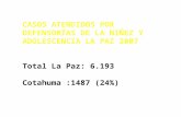 CASOS ATENDIDOS POR  DEFENSORÍAS DE LA NIÑEZ Y ADOLESCENCIA LA PAZ 2007 Total La Paz: 6.193