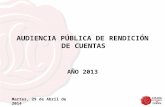 AUDIENCIA PÚBLICA DE RENDICIÓN DE CUENTAS  AÑO 2013