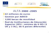 ALFA  2000 -2005 42 millones de euros Gestión por AIDCO 1200 becas de movilidad
