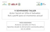 V SEMINARIO TALLER Actor Social en Villa el Salvador. Rol y perfil para el momento actual