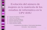 Evolución del número de mujeres en la matrícula de los estudios de informática en la UPV-EHU