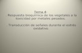 Tema 4 :  . Respuesta bioquímica de los vegetales a la toxicidad por metales pesados.