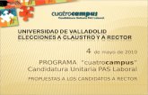 UNIVERSIDAD DE VALLADOLID ELECCIONES A CLAUSTRO Y A  RECTOr