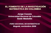 EL FOMENTO DE LA INVESTIGACIÓN MATEMÁTICA EN COLOMBIA